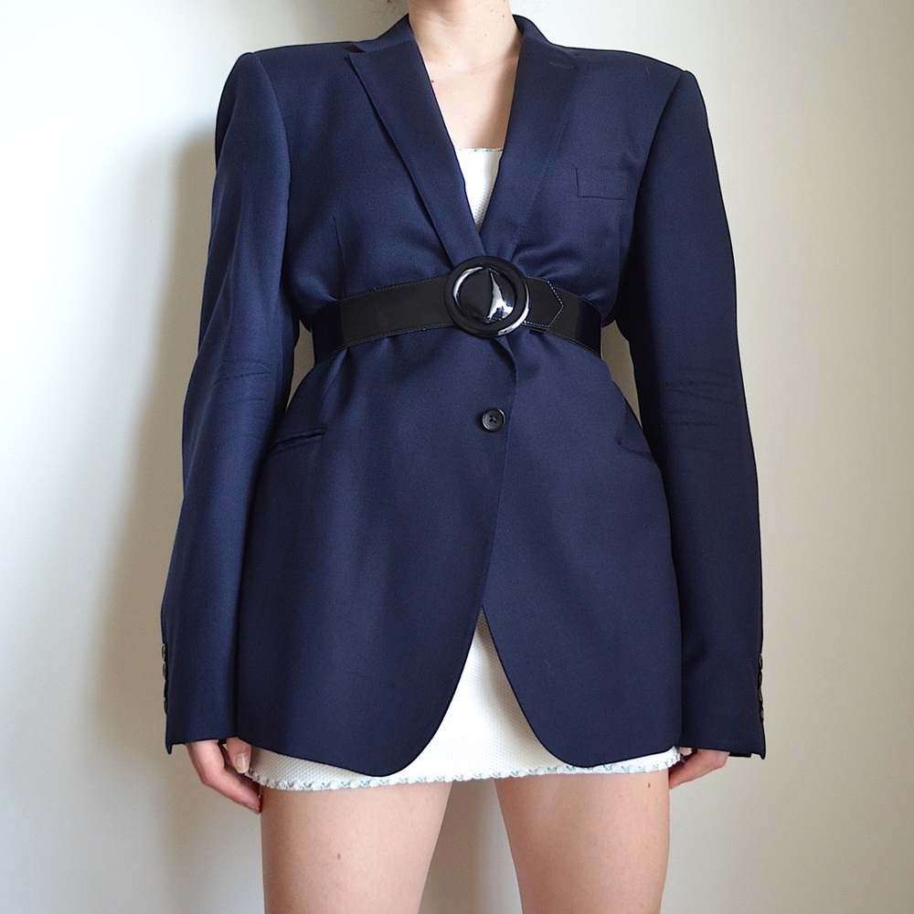 navy blue suit jacket / blazer from bespoken 
labeled size 44 R